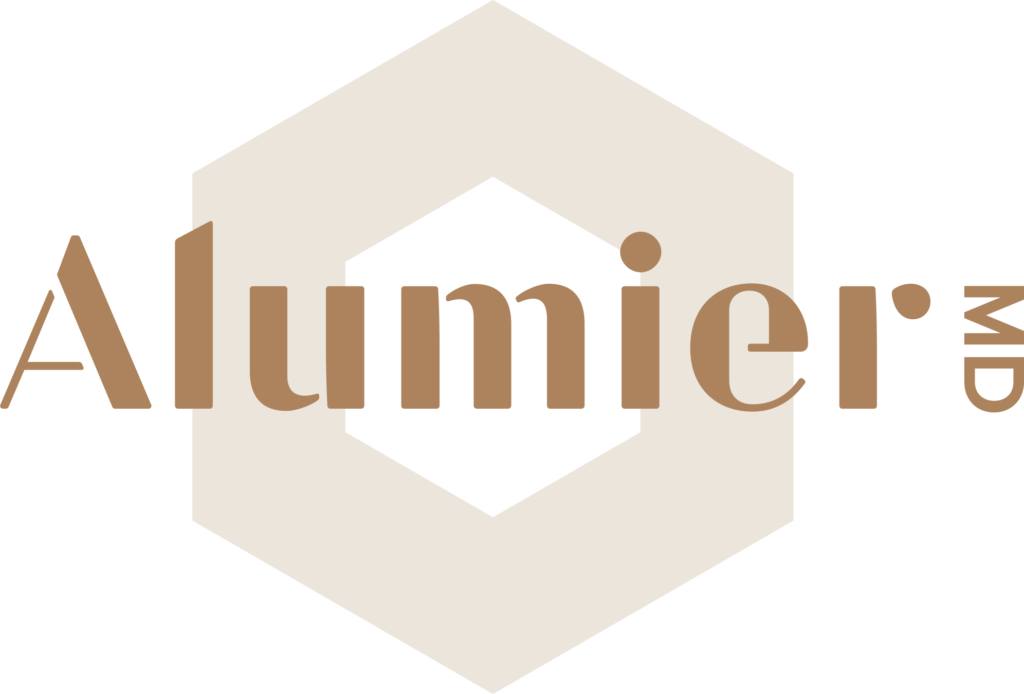 The skincare logo for alumier md.